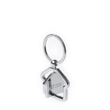 Porta-chaves metálico giratório em forma de casa com ampla área de marcação