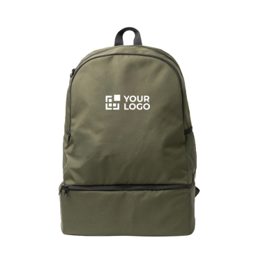 Mochila desportiva ecológica com compartimento para calçado e bolso frontal