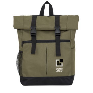 Mochila de poliéster 900D com topo enrolável e correias de fecho