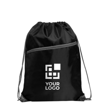 Mochila de cordão multiusos com bolso com fecho de correr frontal