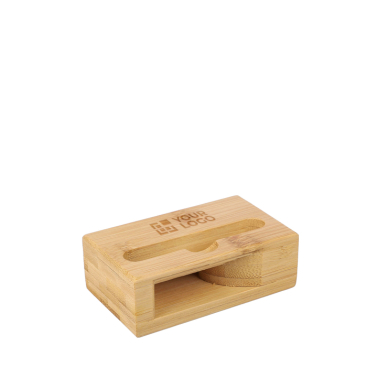 Suporte para telemóvel em bambu com função de amplificador de som