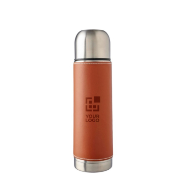 Termos de aço inoxidável com manga amovível de couro 400 ml