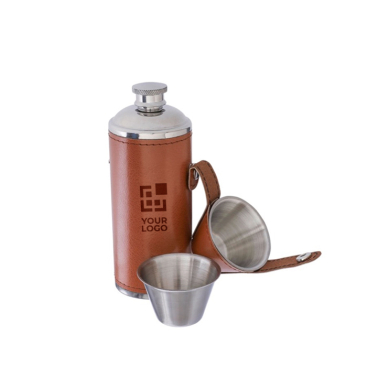 Garrafa de aço inoxidável com 2 copitos e manga de couro 230 ml