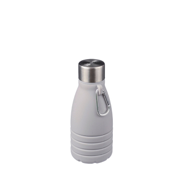 Garrafa de silicone dobrável com tampa de aço e mosquetão 550ml