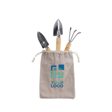 Saco de algodão com conjunto de 3 ferramentas para o jardim