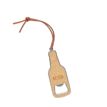 Abre-garrafas de cortiça em forma de garrafa com cordão para pendurar