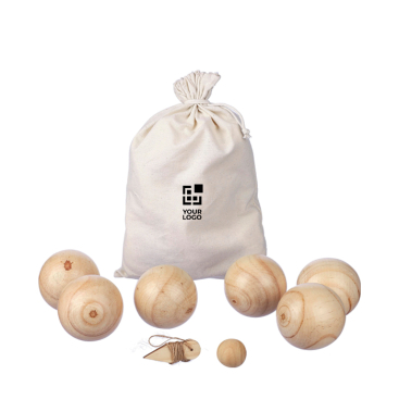 Jogo de petanca com bolas de madeira em saco de algodão