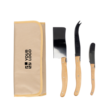 Conjunto de facas para queijo ou charcutaria em saco com velcro
