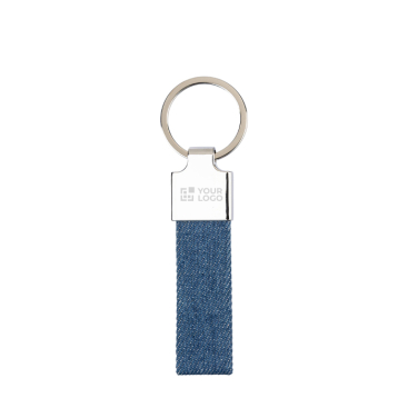 Porta-chaves retangular de zinco personalizável com detalhe em denim