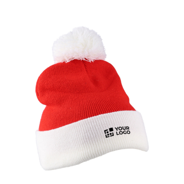 Gorro de Pai Natal em malha acrílica com pompom de poliéster