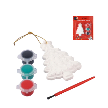 Árvore de Natal de gesso para pintar com 3 tintas acrílicas