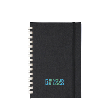 Caderno de RPET com espiral de cartão branco e folhas pautadas A5