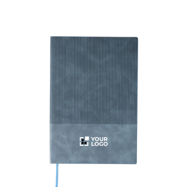 Caderno com efeito de camurça na parte superior folhas pautadas A5