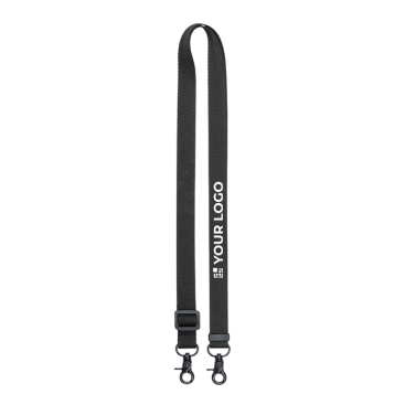 Lanyard de rPET com fivela e mosquetões metálicos BrandCharger