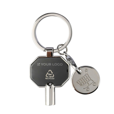 Porta-chaves de zinco com chave de purga de radiadores e ficha