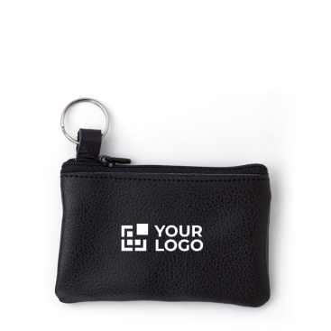 Porta-moedas de pele, fecho de correr, porta-chaves para personalizar