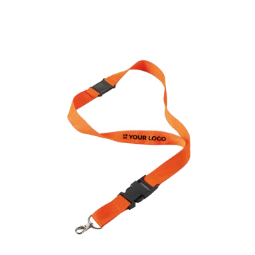 Lanyard de poliéster com mosquetão e porta-chaves em várias cores