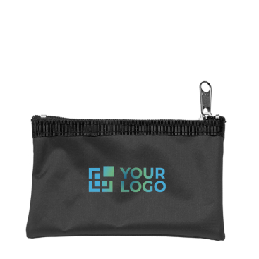 Porta-moedas compacto e leve de nylon com fecho de correr preto