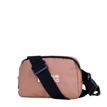 Bolsa tiracolo de couro sintético com um bolso exterior no verso