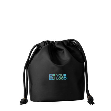 Saco pequeno de nylon com fecho elegante de cordões pretos