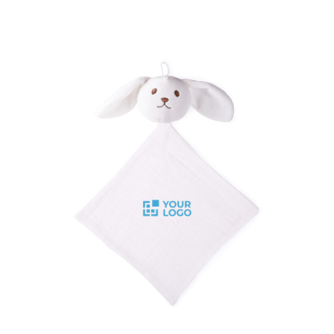 Doudou para bebé feito de algodão macio com cabeça de coelho