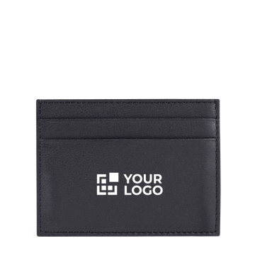 Porta-cartões de couro preto com elegante caixa-oferta