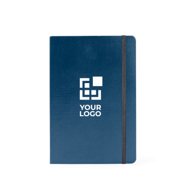 Caderno de couro sintético com folhas de cor creme pautadas A5