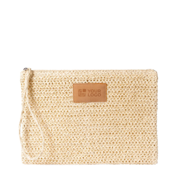 Bolsa necessaire em papel e poliéster com etiqueta para marcação