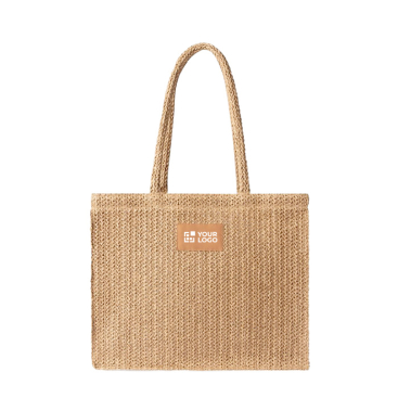 Saco de papel e poliéster com asas longas e etiqueta para marcação