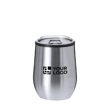 Copo térmico de aço inoxidável com tampa transparente 330 ml