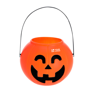 Cesto de Halloween com design de abóbora e pega