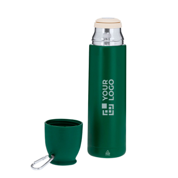 Termos com chávena de 120 ml de aço inoxidável reciclado 500 ml