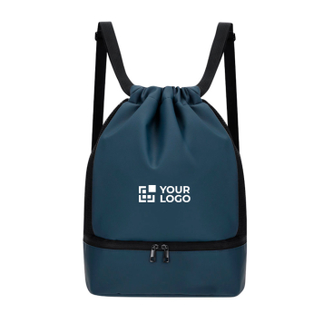 Mochila de cordão de PU com bolso na base para calçado