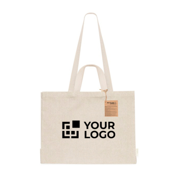 Saco de algodão reciclado com fole e asa dupla 150 g/m2