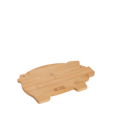 Tábua de cozinha de bambu, forma de porquinho e orifício de pendurar