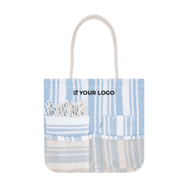 Set saco de praia, nécessaire e páreo a condizer de algodão 180 g/m²