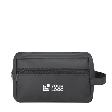 Nécessaire multiusos com pega de pele sintética e bolso frontal