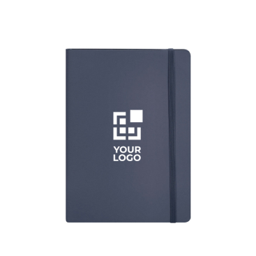 Caderno capa flexível de pele sintética acolchoada, folhas pautadas A5