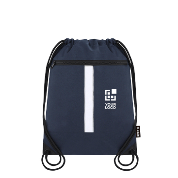Mochila de cordão de rPET com bolso frontal e faixa refletora