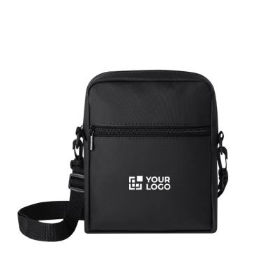 Bolsa tiracolo de pele sintética, fecho de correr duplo e acolchoado