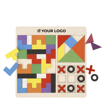 Conjunto de puzzles de madeira com 3 jogos educativos para crianças