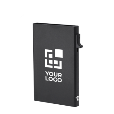 Porta-cartões de alumínio com suporte magnético e bloqueio RFID