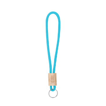 Porta-chaves de cordão de poliéster colorido com ajuste de bambu