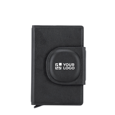 Porta-cartões couro sintético, localizador inteligente/fecho magnético