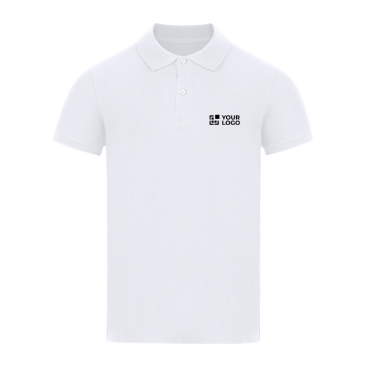 Polo branco de manga curta de algodão piqué para adultos 180 g/m²