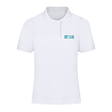 Polo de algodão piqué branco de manga curta para mulher 180 g/m²