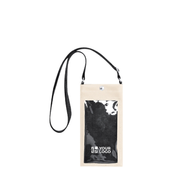 Bolsa tiracolo de pele sintética com ecrã transparente e uso táctil