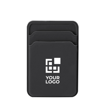 Porta-cartões magnético, silicone, compartimento duplo para smartphone