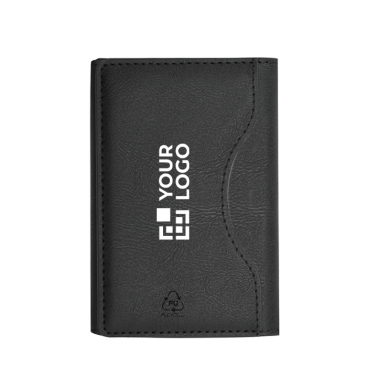 Porta-cartões de pele sintética reciclada, fixação e fecho magnético