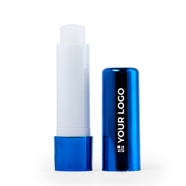 Bálsamo labial em batom em estojo de cores metalizadas